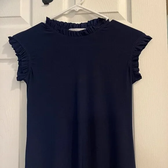 Navy Blue *Mock Neck* Mini Dress w/ Ruffles | XS | Simple & Sophisticated | NWOT - Picture 3 of 11
